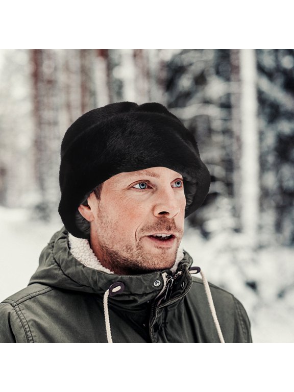 Men's Faux Hat, Russian Style Headwear for Outdoor Activities, Work, and Costume Wear