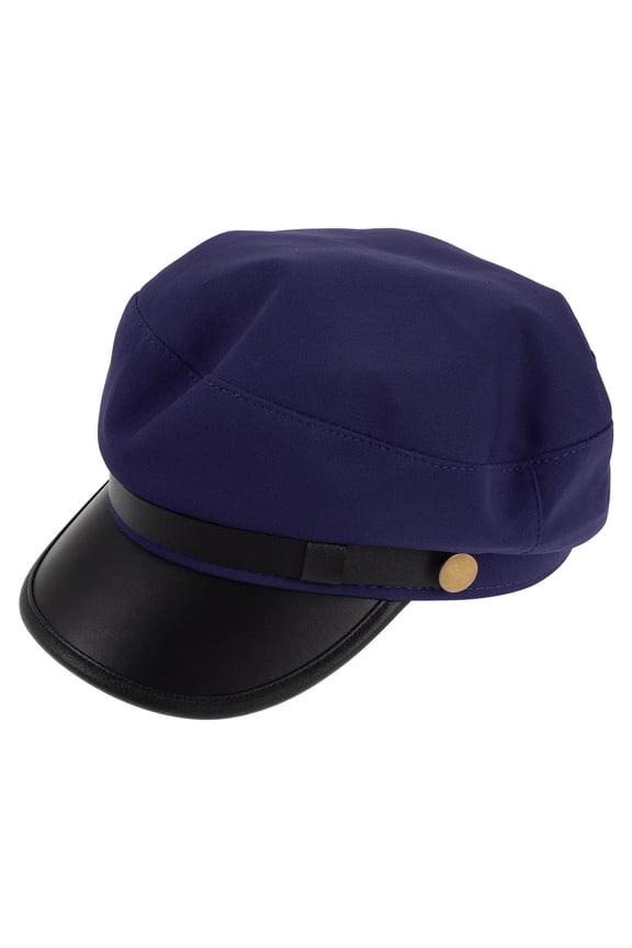 Men's Dark Flat Top Beret PU Newsboy Cap Vintage Style for Everyday Wear 1 Set
