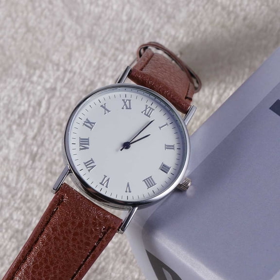 LOLIPPYY Men's Quartz Watch Brown Strap Accurate Movement Minimalist Design Business Dress Watch