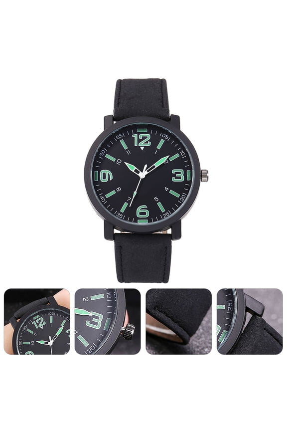 Mens Fashion Quartz Watch Black Digital Wristwatch with Simple Light Design for Adults