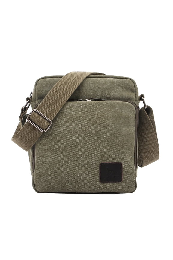Men's Canvas Messenger Bag Crossbody Shoulder Sling for Outdoor Sports and Travel - Green