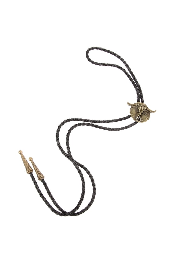 Mens Vintage Neck Tie Brown with Western Cow Decoration for Themed Events