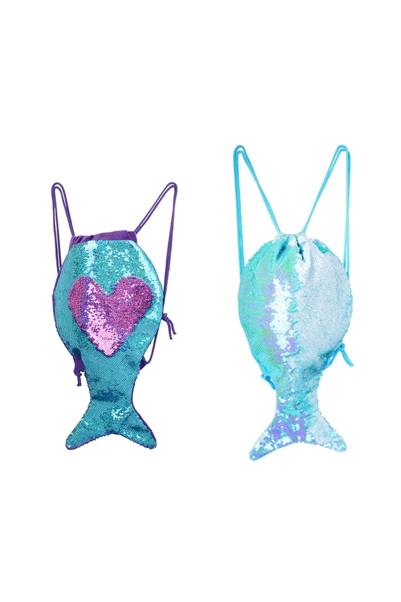 Mermaid Drawstring Backpack Large Capacity Blue Color 1Pcs for Travel