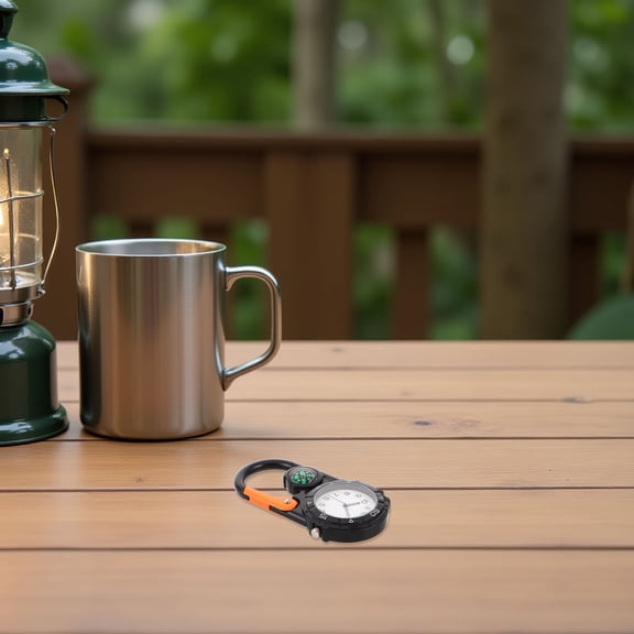 LOLIPPYY Metal Carabiner Compass with Quartz Watch for Outdoor Hiking and Camping Black