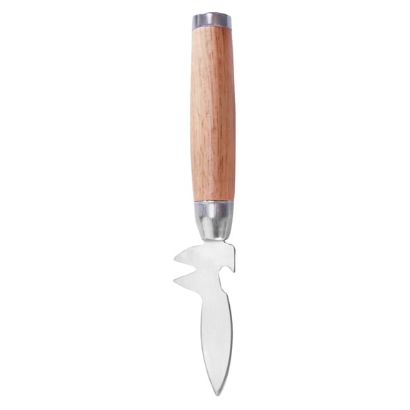 LOLIPPYY Metal Clam Opener with Wood Handle Stainless Steel Shellfish Shucking Tool for Kitchen Use
