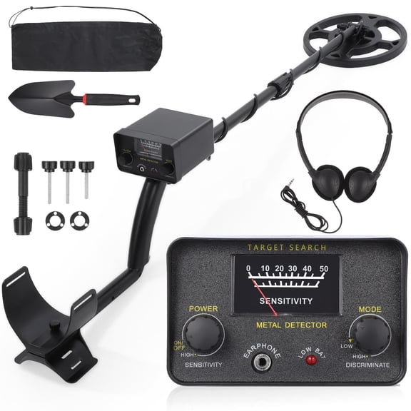 LOLIPPYY Metal Detector for Adults, High Sensitivity with Ergonomic Grip, Lightweight & Portable Outdoor Use, Black