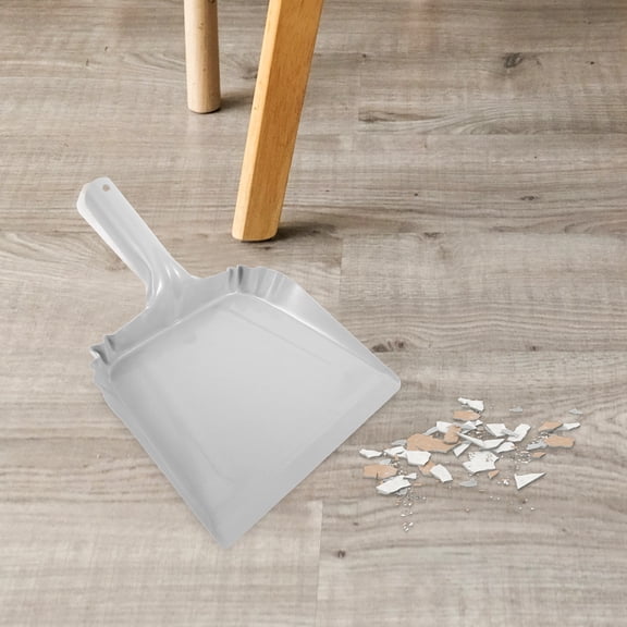 LOLIPPYY Metal Dust Pan with Handle Small Dustpan Grey Practical Easy to Store for Home Use