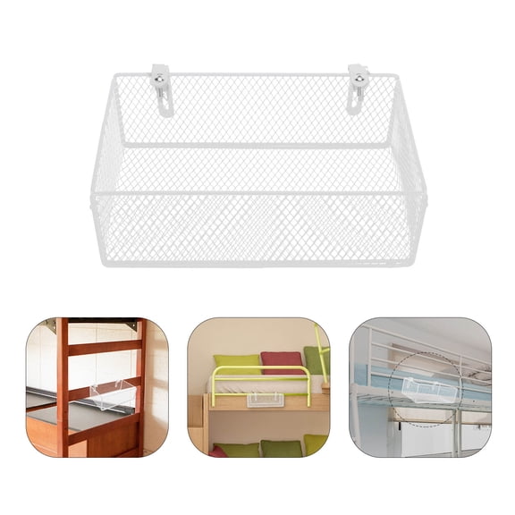 LOLIPPYY Metal Hanging Basket Shelf White Bedside Organizer with Large Capacity for Dorm Rooms