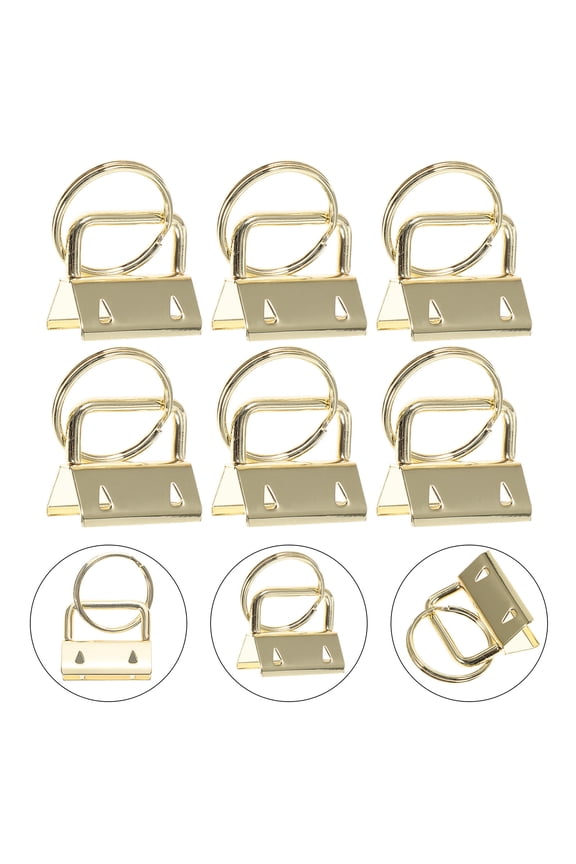 Metal Key Fob Hardware Chain for Hanging Keys Fashionable Wristlet Accessories Golden 25mm