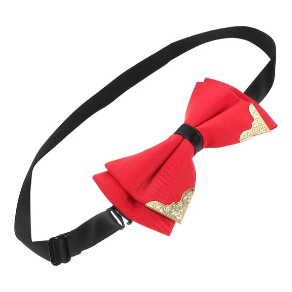 LOLIPPYY Metal Tie Red Polyester Adjustable Wedding Bow Tie 1Set