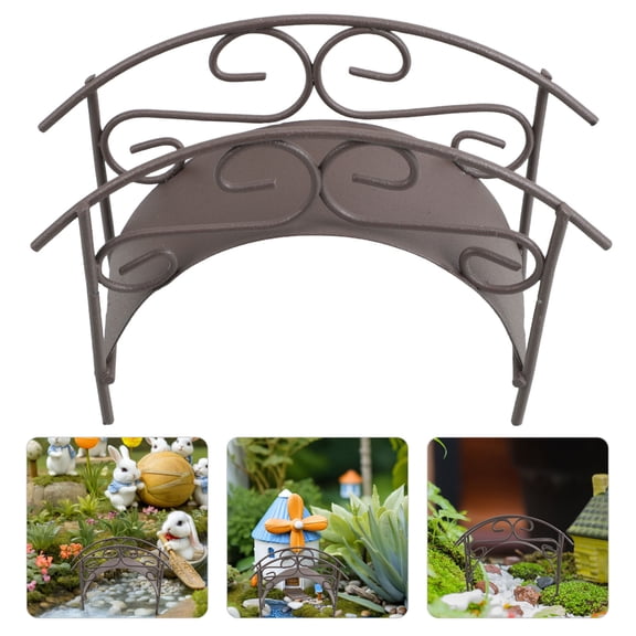 LOLIPPYY Micro Landscape Bridge Decor Arch Bridge Black Metal 1Pack
