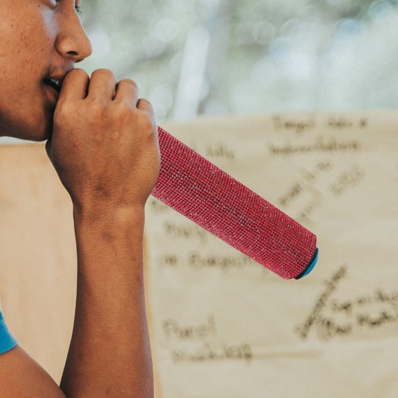 LOLIPPYY Microphone Decorative Cover Rhinestone Fabric Cylindrical Glamorous 1Pack For Singers