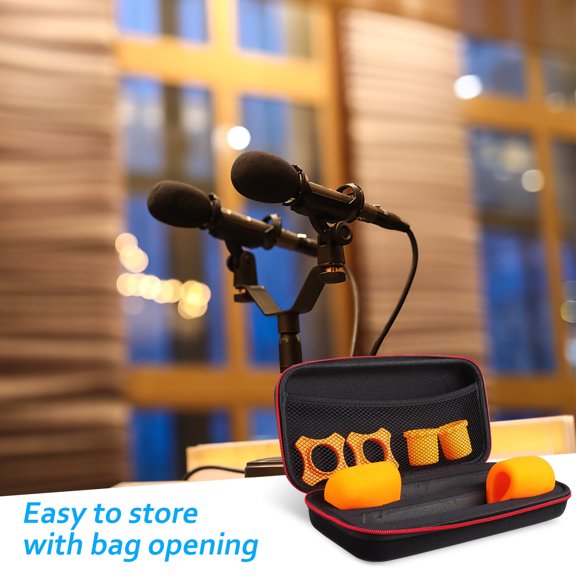 LOLIPPYY Microphone Storage Case with Large Capacity Sponge Padding and Zipper Closure for Protection