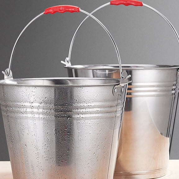 LOLIPPYY Portable Pail with Lid, 1 Set 304 Stainless Steel Container for Dairy and Kitchen Use