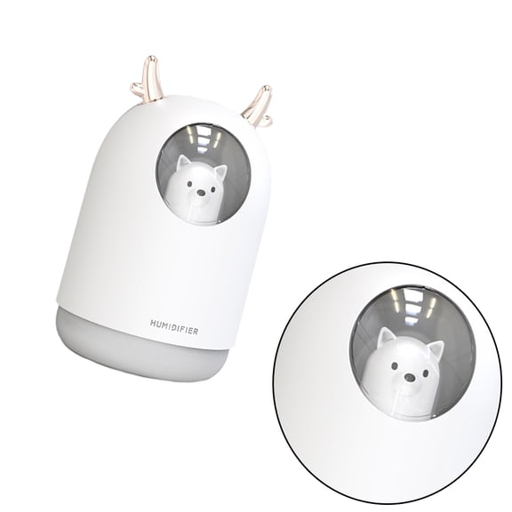 LOLIPPYY Mini Animal USB Interface Humidifier with Night Light for Home Office and Vehicle White ABS and PP