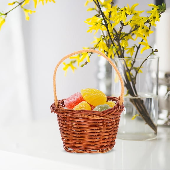 LOLIPPYY Mini Picking Basket Rattan Light Brown Rustic Wedding Table Decor 1Set