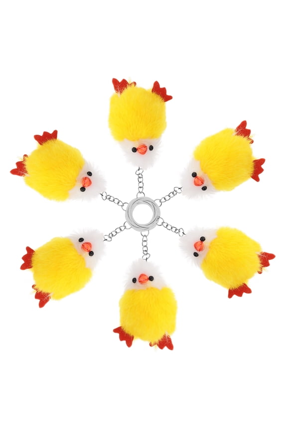 Mini Plush Chicken Keychain Soft and Huggable Easter Decoration Multi Colored Zinc Alloy and Plush 6pcs