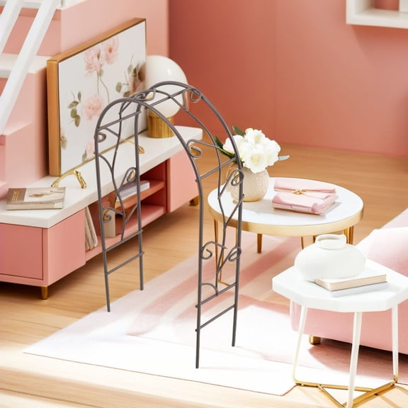 LOLIPPYY Mini Wedding Arch for Dollhouse Fairy Garden Decor Elegant Design DIY Micro Landscape Accessory 5.5x2.2x3.5 inches