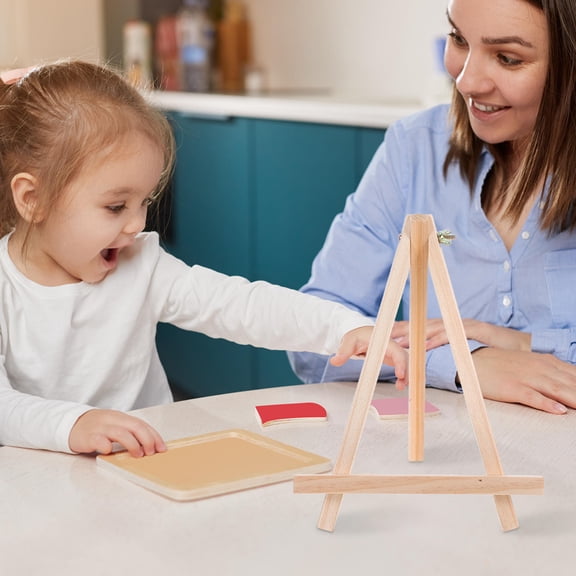 LOLIPPYY Mini Wooden Easels for Storage Light Yellow Durable Display Rack Sturdy Triangle Painting Holder 18x24cm