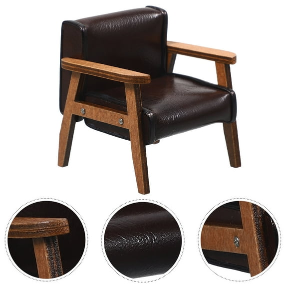 LOLIPPYY Miniature Armchair Black Wood Furniture for Doll House Collectors 1Pack