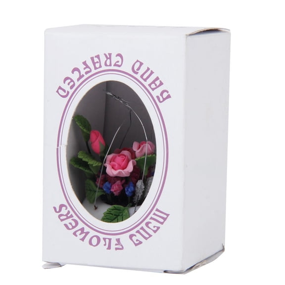 LOLIPPYY Mini Clay Rose Flower in Ceramic Hanging Pot for 1/12 Scale Miniature House Decoration
