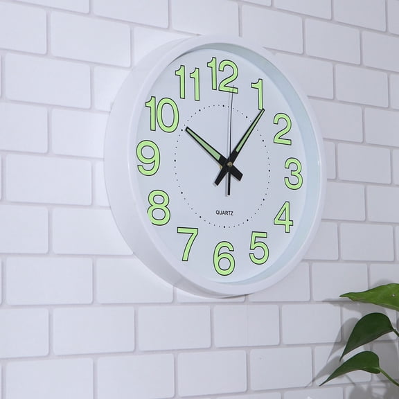 LOLIPPYY Minimalist Time Wall Clock White Luminous Powder Silent Movement for Study Room 1Set