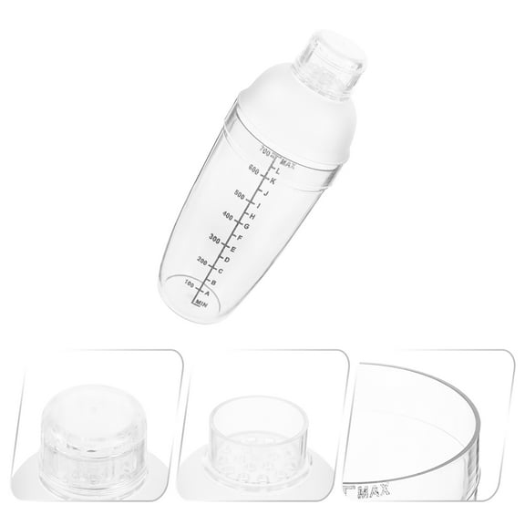 LOLIPPYY Mixer Cup Cocktail Shaker with Smooth Grip and Scale White Transparent