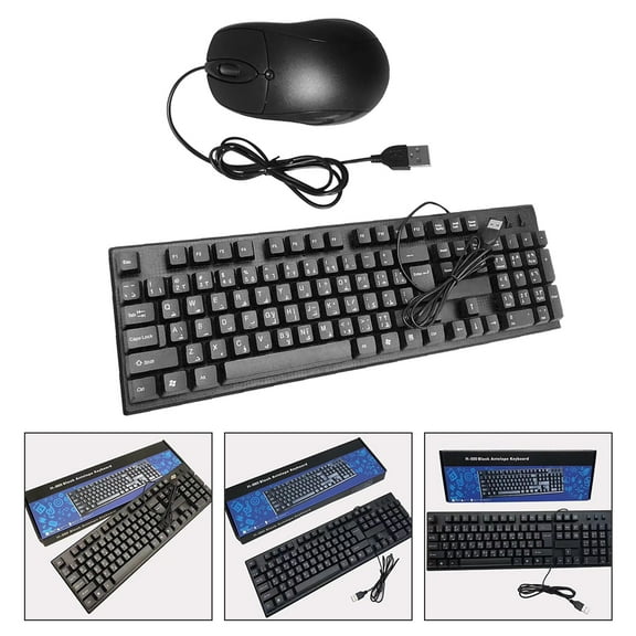 LOLIPPYY Black Gaming Keyboard and Mouse Combo USB Powered ABS Wired Computer Accessories 78.5 cm