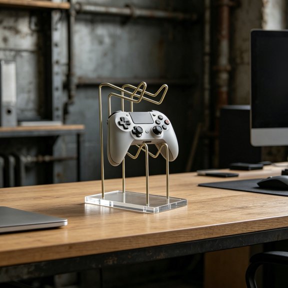 LOLIPPYY Modern Golden Acrylic Gaming Controller Rack for Desk with Space Saving Design