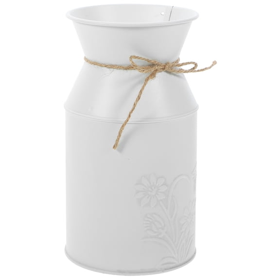 LOLIPPYY Modern White Iron Flower Bucket Vase for Chic and Delicate Flower Arrangements
