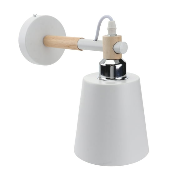 LOLIPPYY Modern White Wall Lamp for Home Use Metal and Timber Stylish Bedroom Living Room Lighting 15.7 in