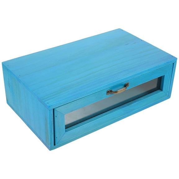 LOLIPPYY Monitor Stand For Desk Wooden Storage Organizer Sky-Blue Rectangular Rustic 1Pcs Back to School