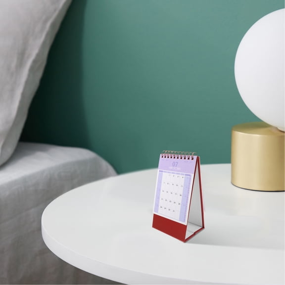 LOLIPPYY Monthly Desk Calendar With Stand Dark Red Paper 1Set For Teachers Note-taking