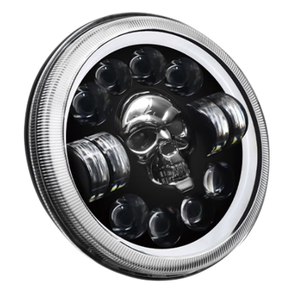LOLIPPYY Motorbike Skull Headlight Black ABS Off-road Lighting Modified Style 1Pack