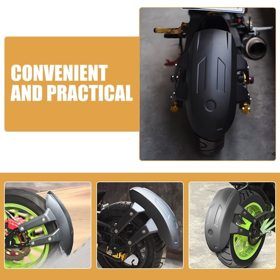 LOLIPPYY Universal Black Motorcycle Rear Wheel Mudguard Splash Guard with Steel and PP Material