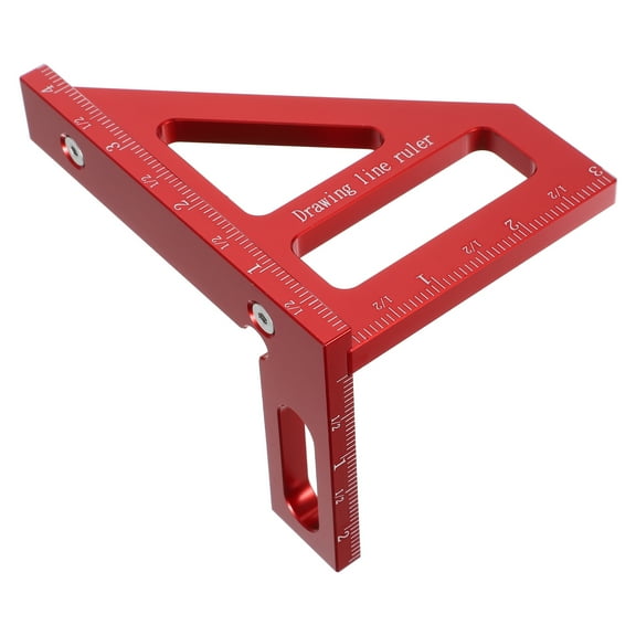 LOLIPPYY Multi Angle Square Woodworking Ruler Protractor in Red Aluminum Alloy for Precision Measuring