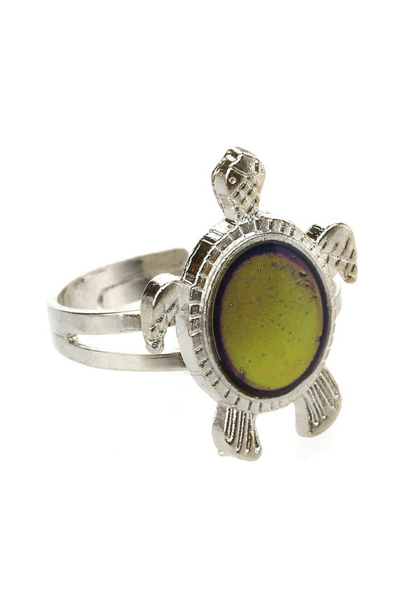 Multi Color Adjustable Ring with Turtle Design Alloy Band for Mood Tracking