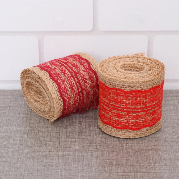 LOLIPPYY Multi Color Burlap Lace Ribbon Roll Set for Elegant Decor Craft Projects 2 Rolls 2.5in x 10yd