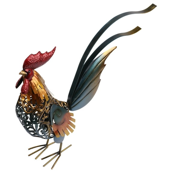 LOLIPPYY Multi Color Handmade Metal Chicken Decor Rooster Figurines for Kitchen and Patio Decoration 7.5 inches