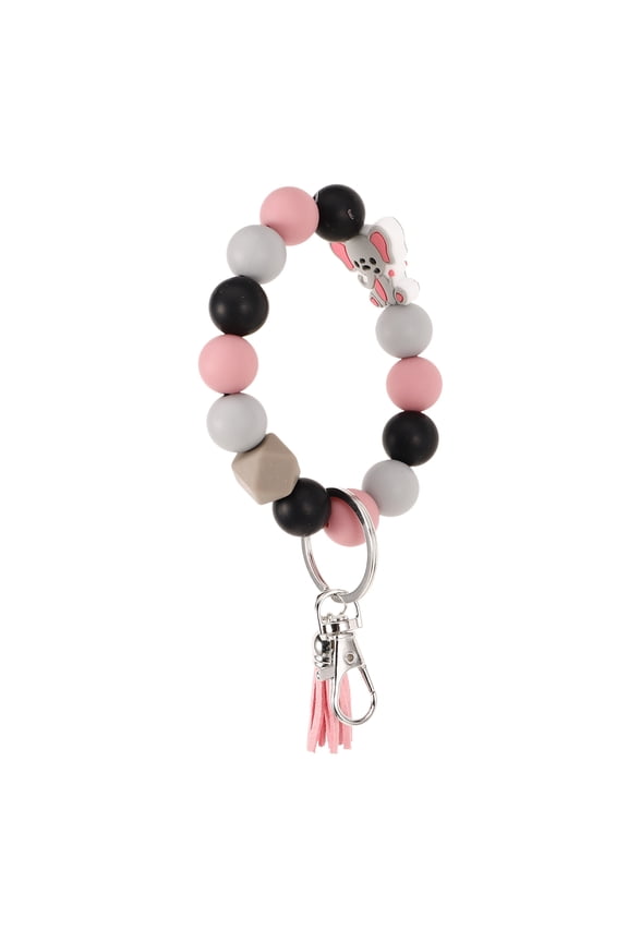 Multi Color Silicone Bead Keychain Wristlet for Decoration Lightweight and Comfortable Design 7.5 Inches