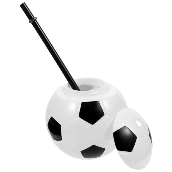 LOLIPPYY Multi-Color Soccer-Themed Drink Cup with Lid and Straw, Perfect for Water, Tea, and Juice
