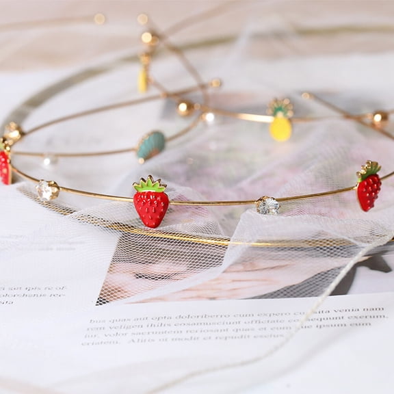 LOLIPPYY Multi Color Strawberry Fruit Headband Alloy Hairband for Womens Parties