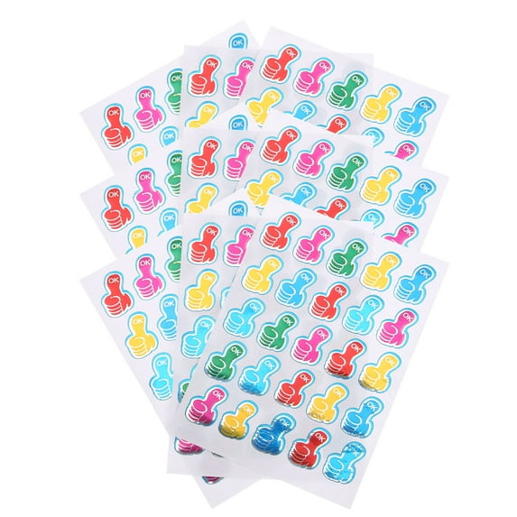 LOLIPPYY Multi Color Thumbs Up Pattern Reward Stickers for Teachers Classroom Motivation and Scrapbook Decoration
