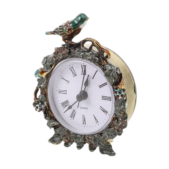 LOLIPPYY Compact Vintage Table Clock Multi Metal Elegant Living Room Desk Decor