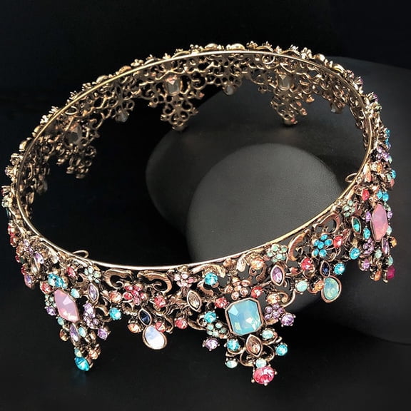 LOLIPPYY Multi Colored Alloy Crown Headpiece for Women's Chic Vintage Tiara Perfect for Weddings and Parties