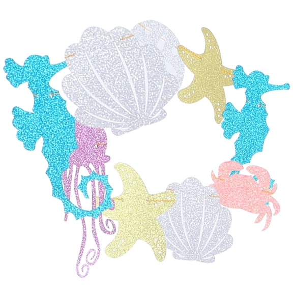 LOLIPPYY Multi Colored Hawaiian Seashell Banner with Glitter for Summer Party Decoration