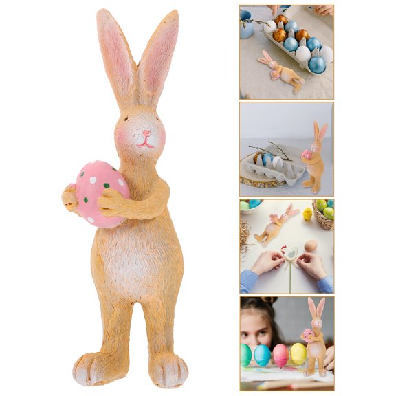LOLIPPYY Multi Colored Resin Easter Bunny Figurine for Fridge Decor Perfect Spring Decoration 4.5 x 3.2 x 6.5 inches