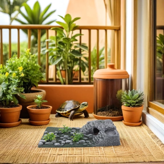 LOLIPPYY Multi Colored Turtle Dock for Aquarium with Cozy Resting Pad and Natural Decoration