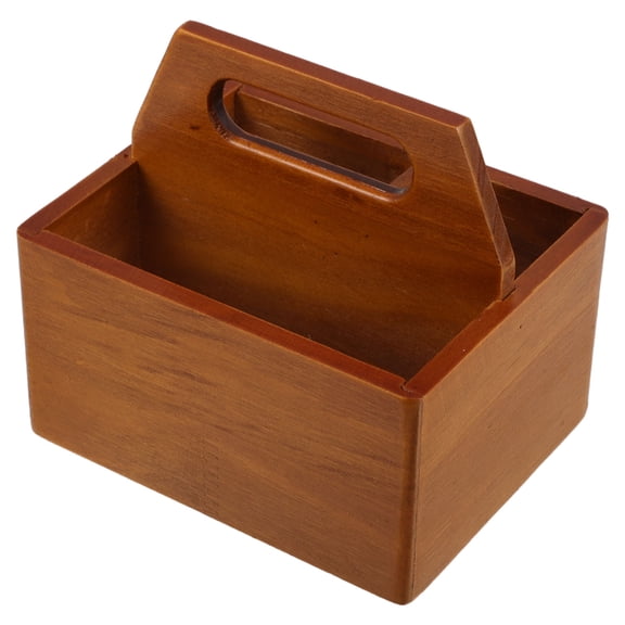 LOLIPPYY Multi Compartment Solid Wood Tea Packet Organizer with Handle Coffee Color for Office and Home