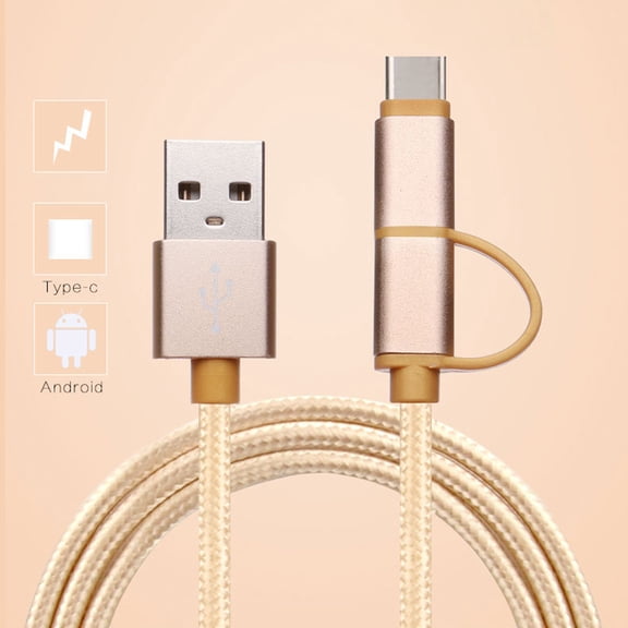 LOLIPPYY Multi Function Cable Data Cable Golden Metal 2-in-1 Design for Data Transfer 1Set